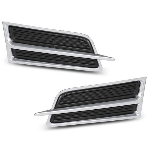 G-PLUS Bumper Grille Fog Light Cover Left & Right Side Compatible with Cadillac XTS 3.6L 2013-2017,Fit Models With Daytime Running Light 20901633, 20901632, GM1039149, GM1038149 Chrome Black