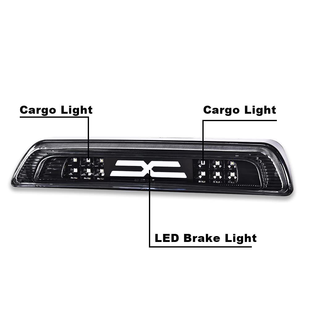 G-PLUS LED 3rd Third Brake Light Compatible with Toyota Tundra 2007-2018 Third High Mount Brake Tail Light Rear Brake Stop Tail Light Replace For# 81570-0C050(White Lens Black Base)