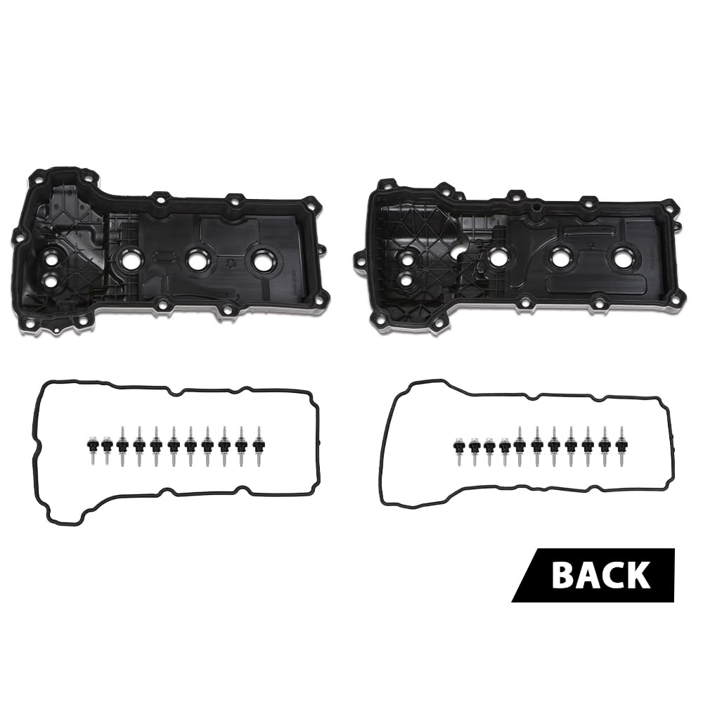 G-PLUS Engine Valve Cover Set Compatible with Ford Edge 2011-2018 Fit Ford F150 Mustang 2011-2017 w/o Cam Sensor Port Hole, Non-Turbo Black