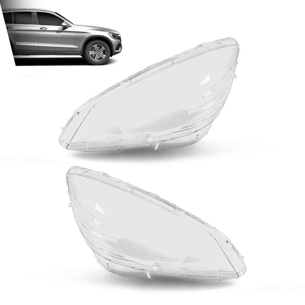 G-PLUS Headlight Lens Cover Compatible with Benz C-Class W204 C180 C200 C260 C280 C300 200K 180K 2008-2011 2048208761, 2048208861 Left & Right Front Headlamp Lens Cover Clear