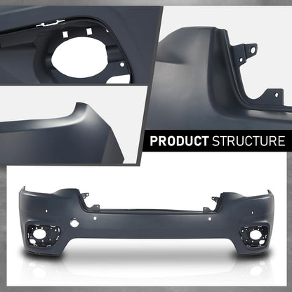 G-PLUS Front Upper Bumper Cover Compatible with Jeep Cherokee 2019-2023, 68406536AD, CH1014141, Primed Black