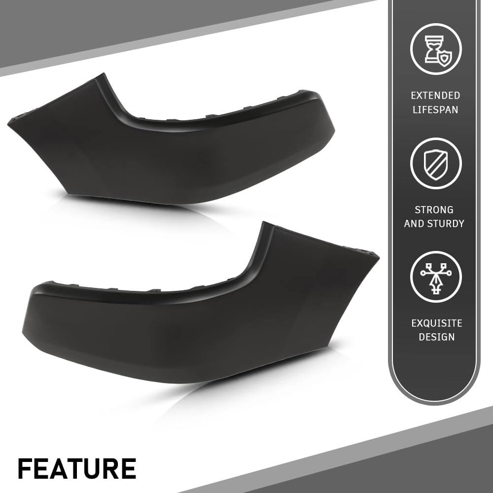 G-PLUS Front Upper Primed Bumper End Filler Compatible with Dodge Ram 1500 2019 2020 2021 2022, 68403910AE, 68403911AE, CH1017103, CH1016103, Black