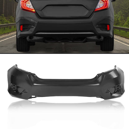 G-PLUS Rear Bumper Cover Compatible with Honda Civic Sedan 2016 2017 2018 2019 2020, 04715TBAA00ZZ, HO1100296, Primed Black