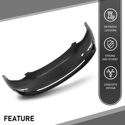 G-PLUS Front Bumper Cover Compatible with Tesla Model 3 Base 2017 2018 2019 2022 2023 w/Tow Hook Hole 1084168S0E, TA1000101, Primed Black