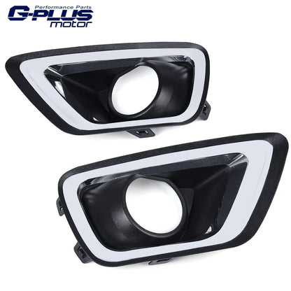 G-PLUS Fog Light Lamps Compatible With 2015-2019 Chevy Colorado Smoke Lens w/Chrome Trim Bezel Cover+Switch Replacement One Pair