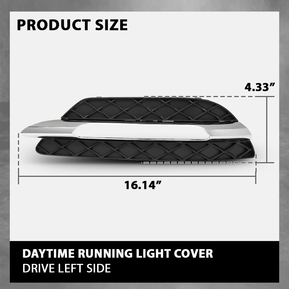 G-PLUS Left Fog Light Cover Daytime Running Light Cover, Compatible with Benz C250 C350 2012-2015/C300 2012-2014, Fit Models W/o AMG Package & Sport Package, Driver Side, 2048803224, MB1038117