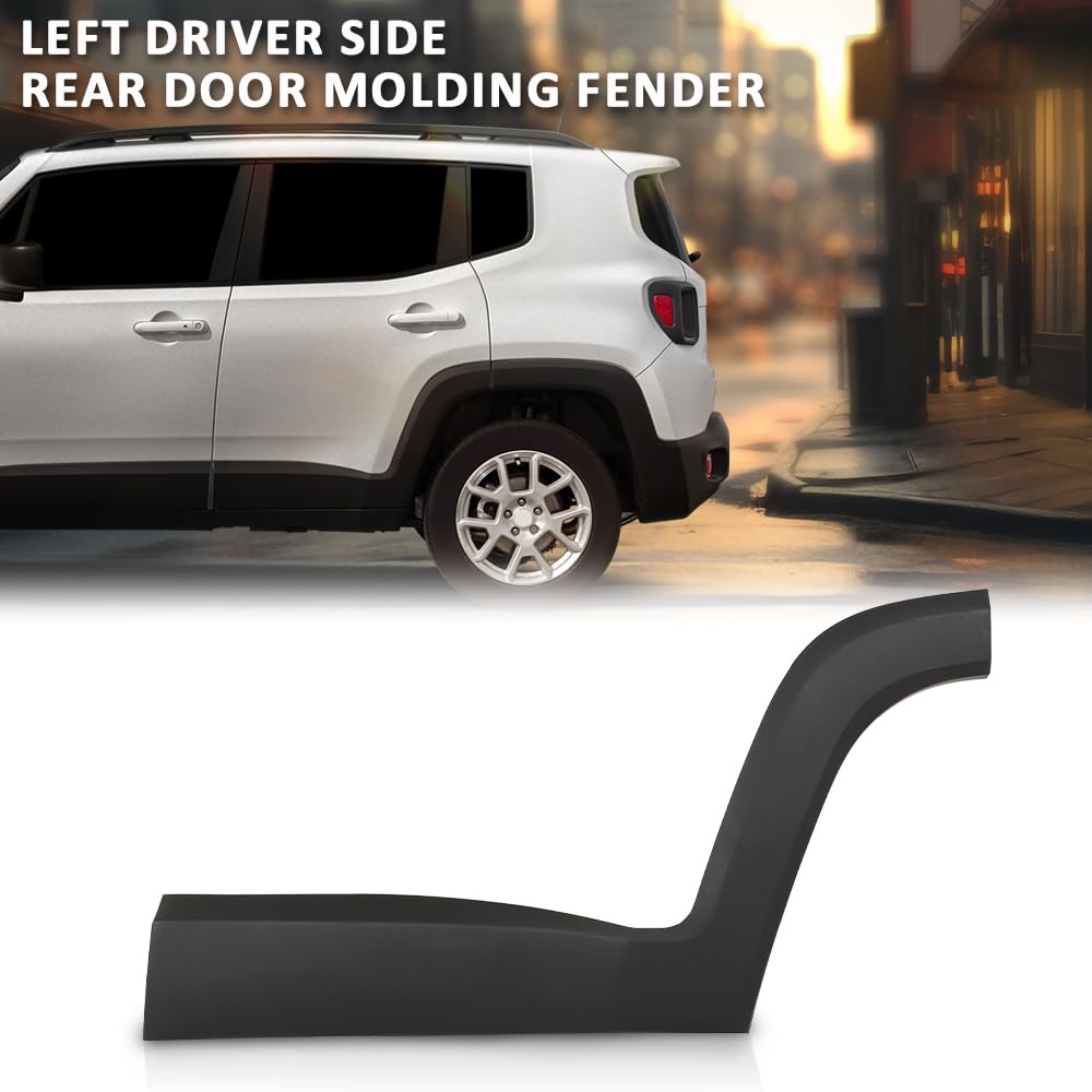 G-PLUS Rear Left Driver Side Door Molding Fender Flare Trim Compatible with Jeep Renegade 2015-2021 Wheel Opening Molding Arch Trim 5VX87LXHAA, CH1504109 Black