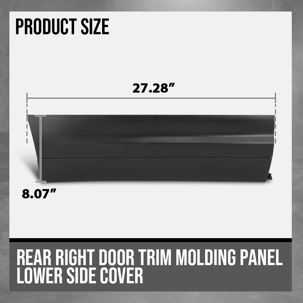 G-PLUS Rear Right Lower Door Molding Trim Compatible with Porsche Cayenne 2011-2018 Without Off-Road Package 95855979020G2X, 958-559-790-20-G2X Black