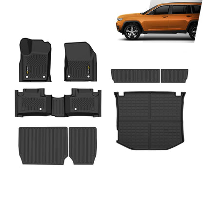 G-PLUS TPE Floor Mats Fit Jeep Grand Cherokee 2011-2021 Cherokee WK 2022-2023 1st & 2nd Row Truck Accessories Cargo Liners All Weather Protection 8PCS Black Alfombras para Carro