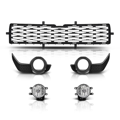 G-PLUS Front Bumper Lower Grill Fog Lights Set Compatible with Toyota 4Runner TRD / SR5 2014-2019 TO1039173, TO1036148 Black
