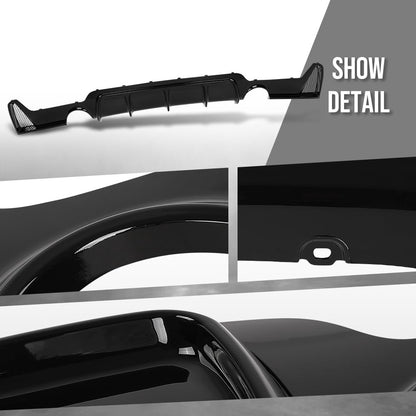 G-PLUS Rear Diffuser Compatible with BMW F32 4-Series 2 Door Coupe 2014 2015 2016 2017 2018 2019 2020 with M Sport Bumper Only Rear Diffuser Lip Glossy Black