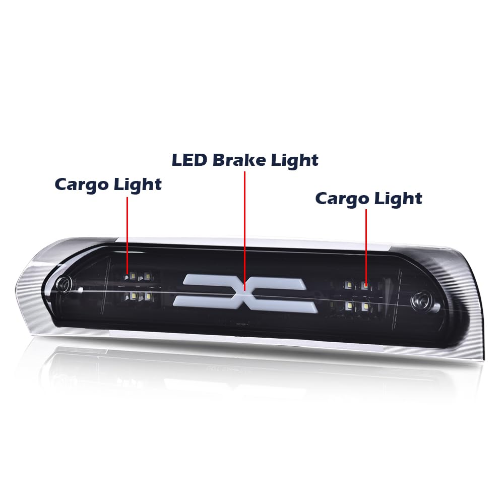 G-PLUS LED Third Brake Light Compatible With 02-09 Dodge RAM, 3RD LED Bar Brake/Cargo Light,Type X (Smoky lens Black Housing Amber Reflector)