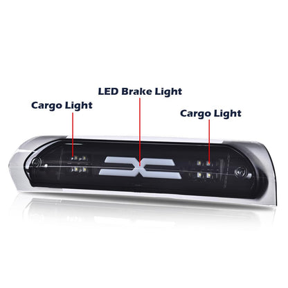 G-PLUS LED Third Brake Light Compatible With 02-09 Dodge RAM, 3RD LED Bar Brake/Cargo Light,Type X (Smoky lens Black Housing Amber Reflector)