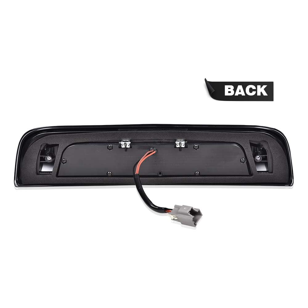 G-PLUS Rear LED Third Brake Light Compatible With Chevy Silverado/GMC Sierra1500/2500HD/3500 2014 2015 2016 2017 2018,3RD Cargo Led Tail Lamps Red Smoky lens Chrome Housing