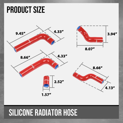 G-PLUS Silicone Radiator Hose Compatible with BMW 1600/1602/1800/1802/2002 Ti/Tii/Turbo 1966-1976 Red 5 Pcs
