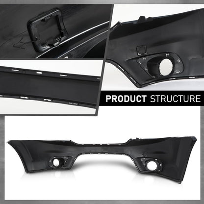 G-PLUS Front Bumper Cover Compatible with Dodge Journey Sport 2011-2018, w/o Headlight Washer, with Towing Hook Cover & Fog Lamp Holes, 5YB55TZZAB, Primed Black