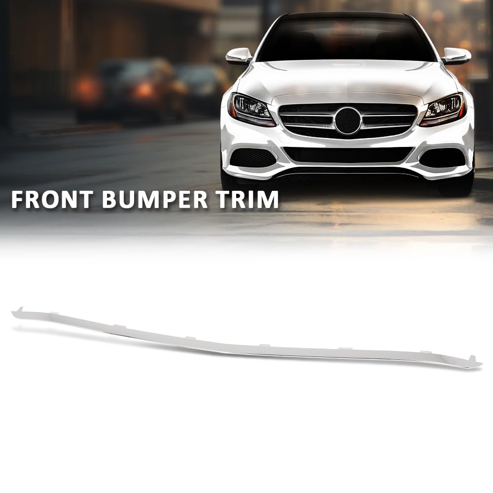 G-PLUS Front Bumper Trim Molding Chrome, Compatible with Benz C300 2015-2018, Silvery, 2058850123-PFM, 2058853123, MB1044123, 15731898