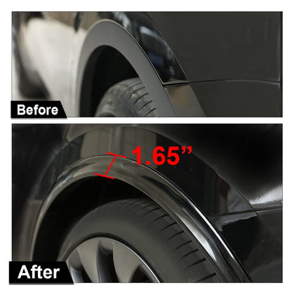 G-PLUS Fender Flares Compatible with 2020-2024 Tesla Model Y Black Wheel Protector Vent Trim Paint Style