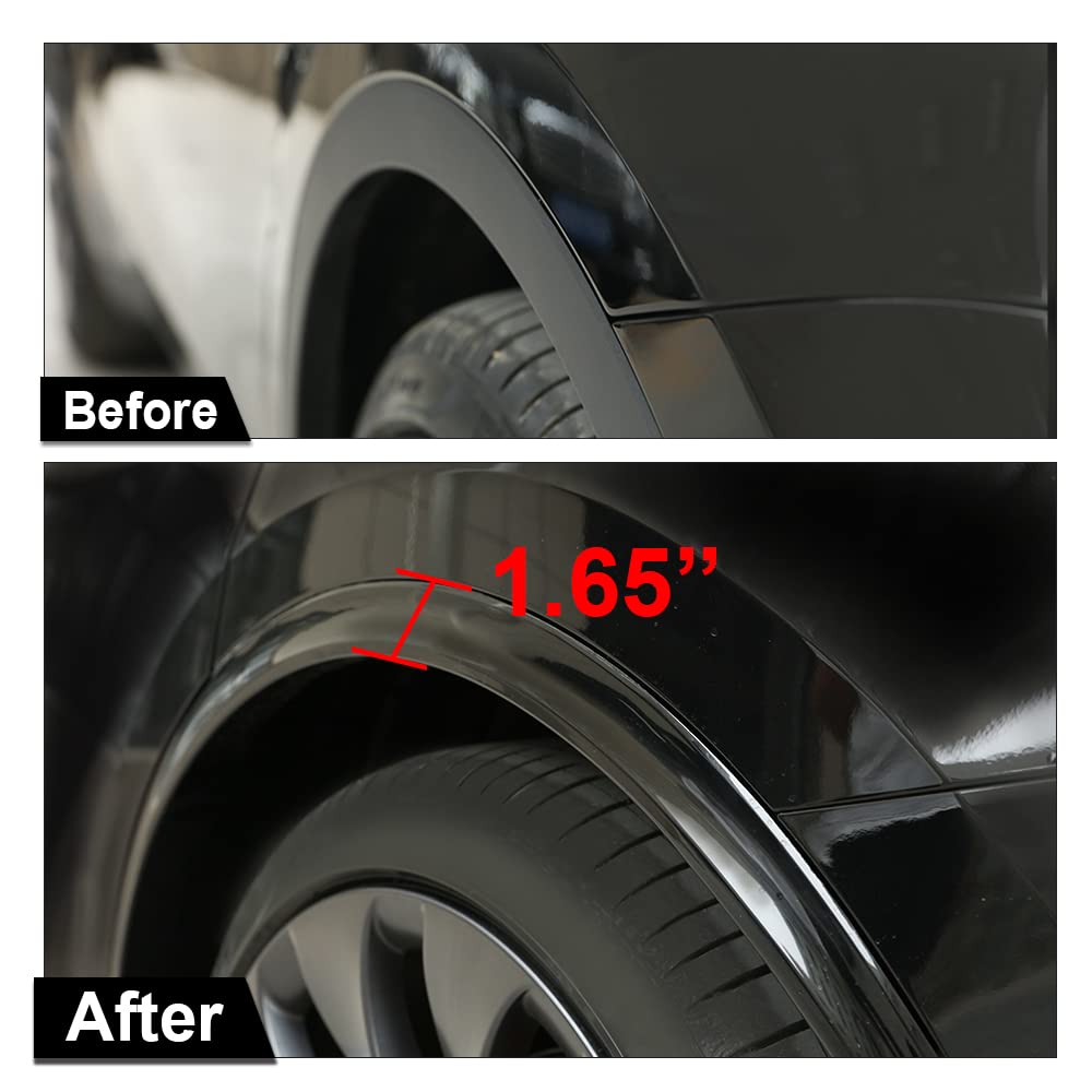 G-PLUS Fender Flares Compatible with Tesla Model Y 2020 2021 2022 2023 2024 Wheel Opening Molding Arch Trim 4PCS Glossy Black