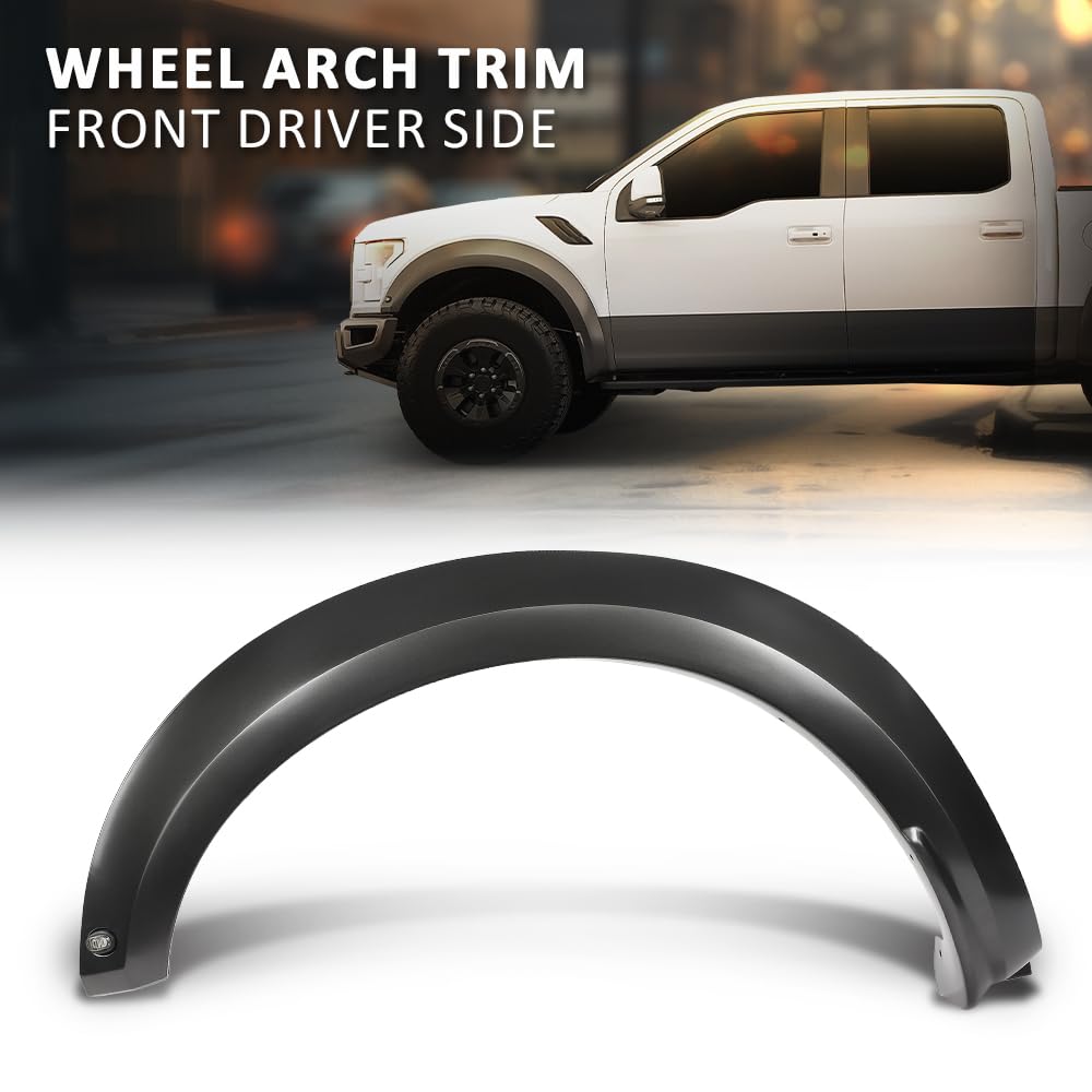 G-PLUS Front Left Fender Flare Compatible with Ford F150 Raptor 2017 2018, Left Driver Side Wheel Arch Molding, HL3Z16039AB, HL3Z-16039-AB, Smooth Factory Style
