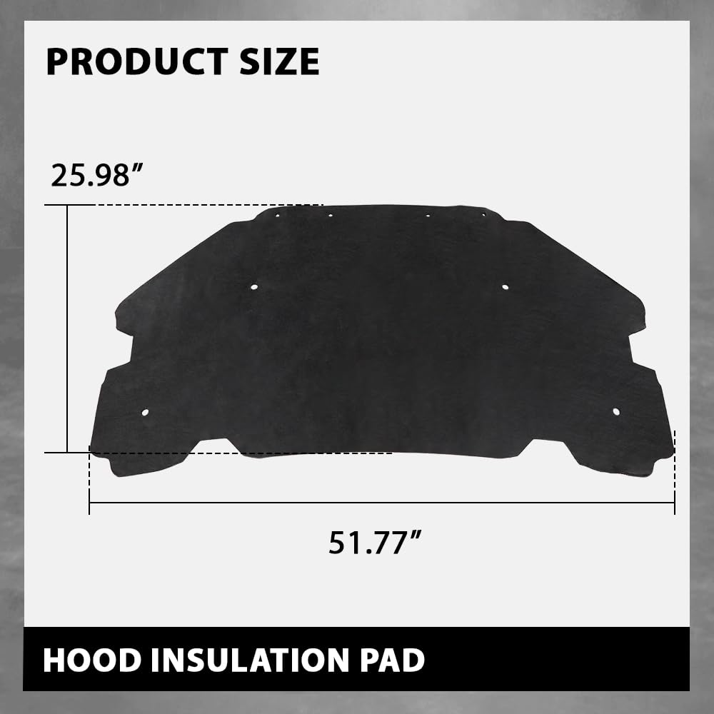 G-PLUS Black Hood Insulation Pad 1/2" with Clips Compatible with Pontiac G6 2005 2006 2007 2008 2009 2010