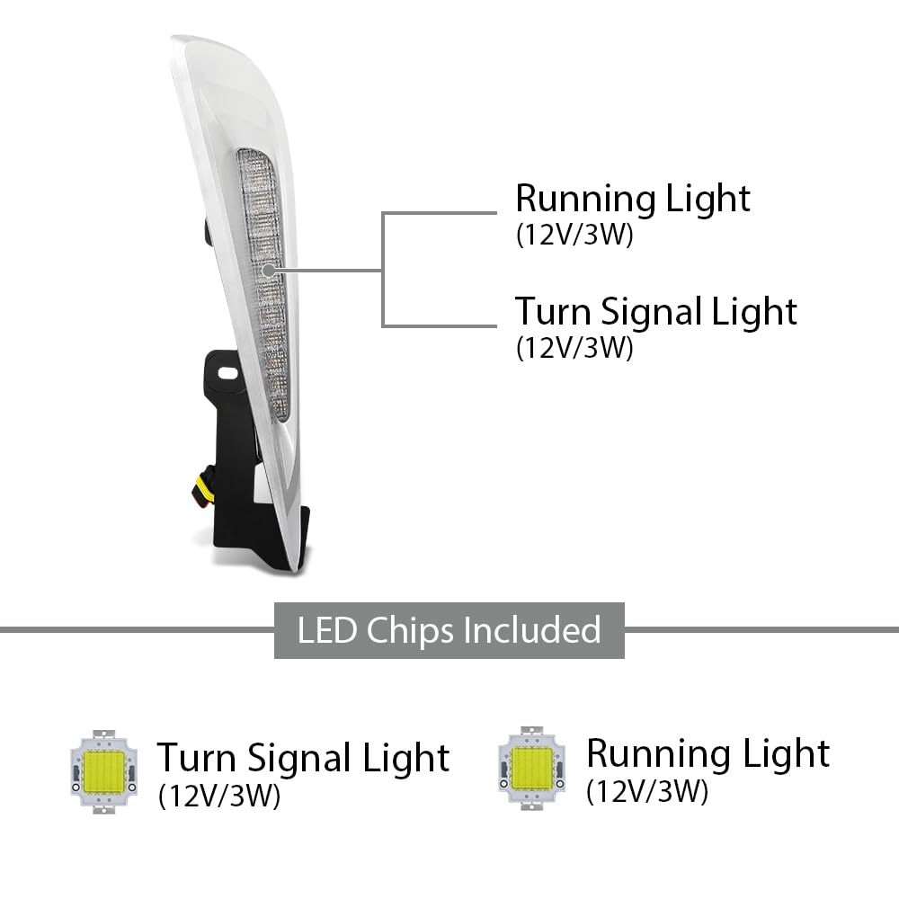 G-PLUS LED Fog Light w/Dual Color DRL Signal Silver Bezel Wires Compatible with Toyota Prius 2019-2022 812A0-47020, 812B0-47020, 812A047020, 812B047020, 52713-47040, 52712-47040, 5271347040 White