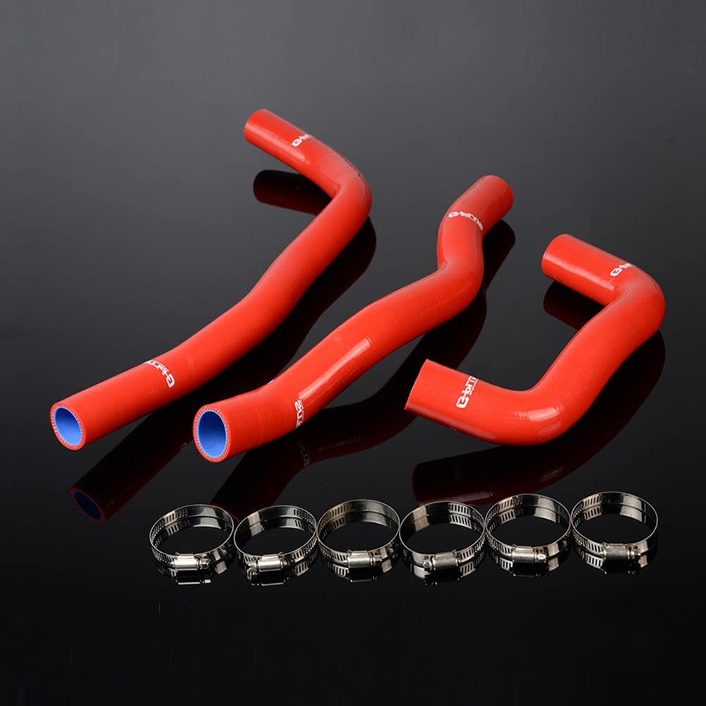G-PLUS Silicone Radiator Coolant Hose Kit Clamps Compatible With 2002-2008 Mazda 6 MZR 2.0L 2.3L Mazdaspeed,Red