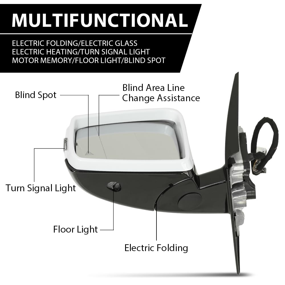 G-PLUS Mirror w/Blind Spot Left Driver Side Compatible with Benz E350 E400 E550 2010-2017/Fit Only 2 Doors Coupe/Not Fit 4 Doors Sedan 2078100776 White