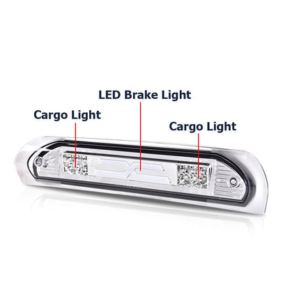 G-PLUS LED Third Brake Light Compatible with Dodge Ram 1500 2002-2008, Fit Dodge Ram 2500 3500 2003-2009 3rd Brake Cargo Light, Clear Lens Chrome Housing, 5072594AB