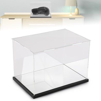 G-PLUS Clear Boxing Glove Display Case Acrylic Display case Fit for Full Size Boxing Glove Storage Box Dustproof UV Protection Cabinet with Carbon Fiber Skin Base and Removable Mirror Base