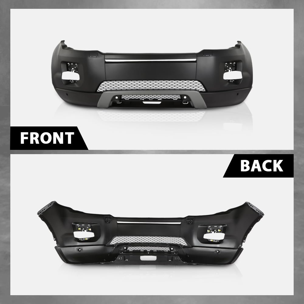 G-PLUS Front Bumper Cover Compatible with Rover Range Rover Evoque 2012-2015, w/o Camera Hole, w/Head Light Washer Holes, 101-59170C, RO1000141, LR072259, LR036137, LR064613, Black