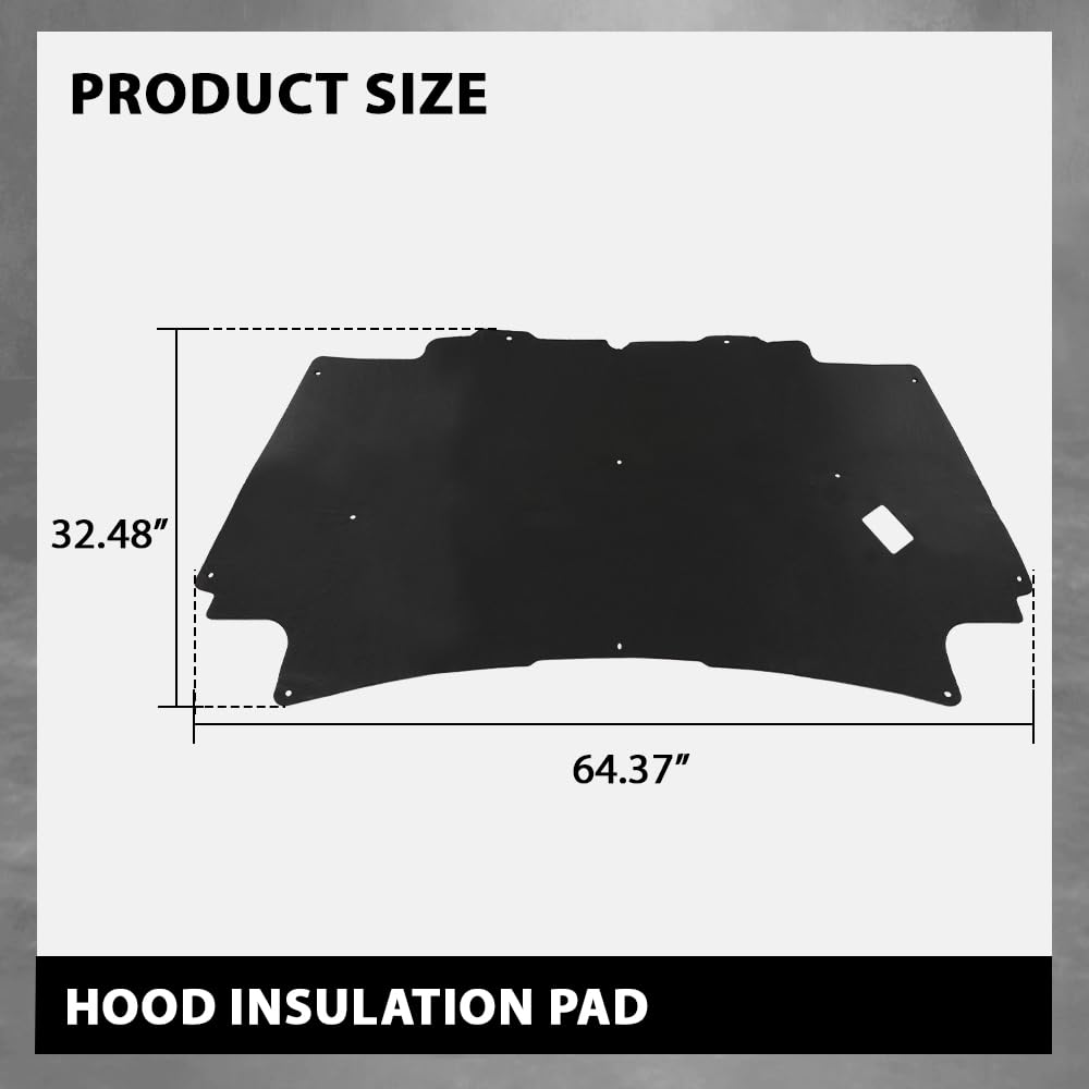 G-PLUS Hood Insulation Pad with Clips Compatible with 2002-2008 Dodge Ram 1500 Gas Only, Not for Diesel
