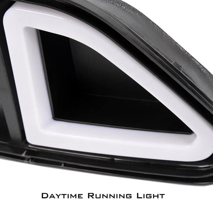G-PLUS Mesh Front Bumper Upper Hood Grille Compatible with Ford Mustang 2015 2016 2017 Grill with DRL LED Accent Vent Lights