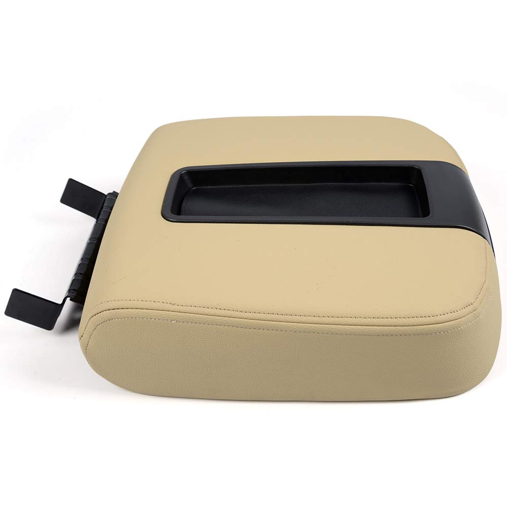 G-PLUS Front Center Console Armrest Lid Compatible with 07-14 Chevy GMC Silverado Sierra,Center Console Lid Assembly 15941534, 19328718, 15217111(Beige)