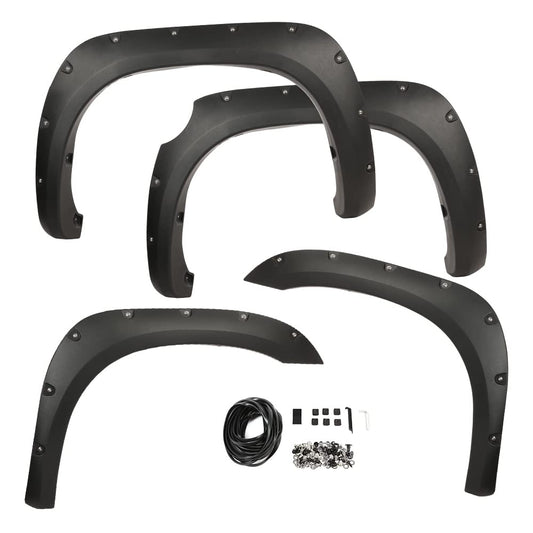 G-PLUS 4PCS Fender Flares Compatible with Toyota Tundra 2007 2008 2009 2010 2011 2012 2013 Wheel Arch Cover Trim, Textured Riveted Pocket Style