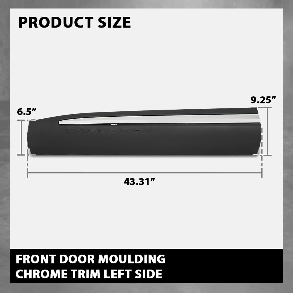 G-PLUS Front Left Lower Door Moulding Chrome Trim, Compatible with Ford Explorer 2020-2023, Driver Side