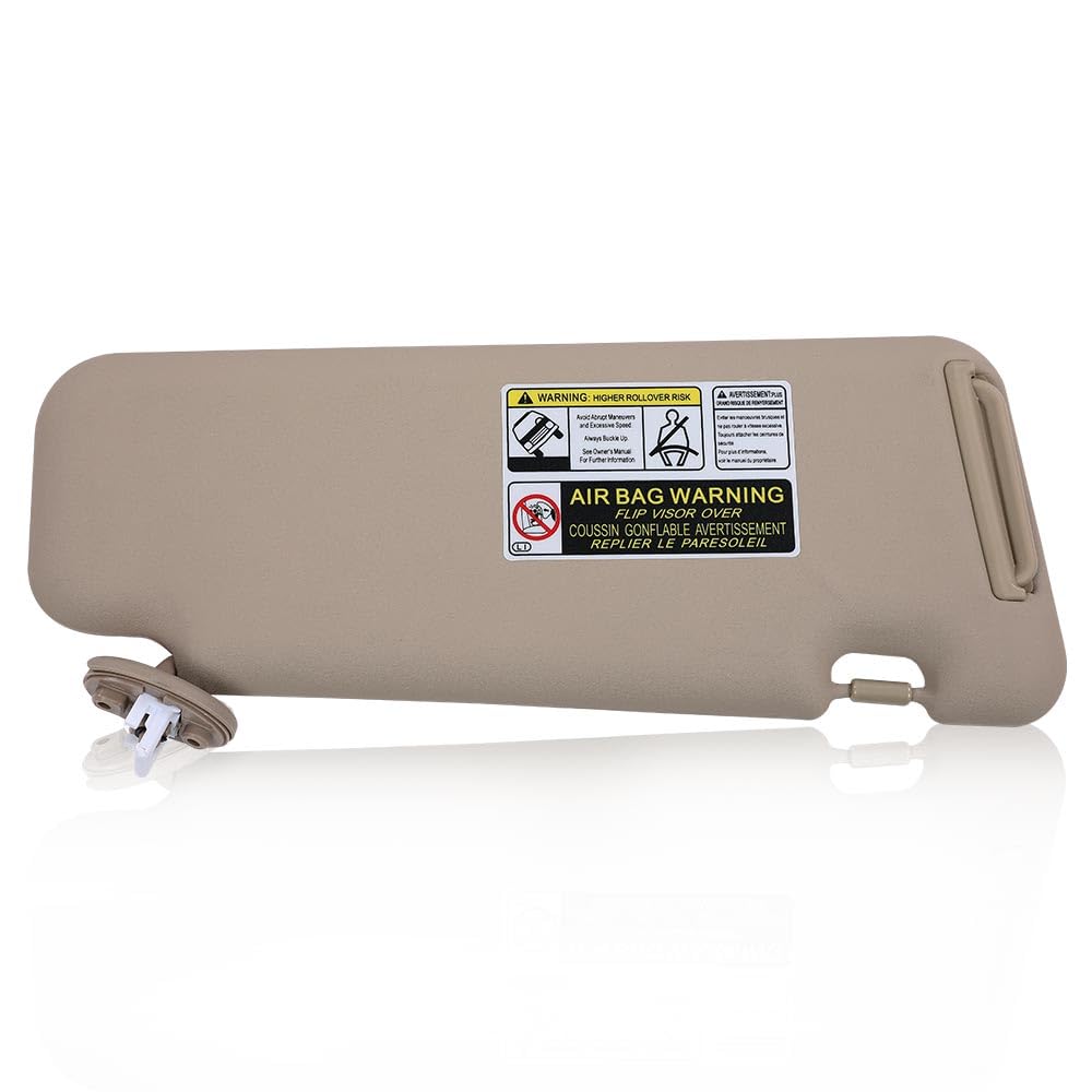 G-PLUS Left Driver Side Sun Visor Beige w/Vanity Light Compatible with Toyota Highlander 2008-2013 743200E050E0, 743200E051E0, 7432048180E1