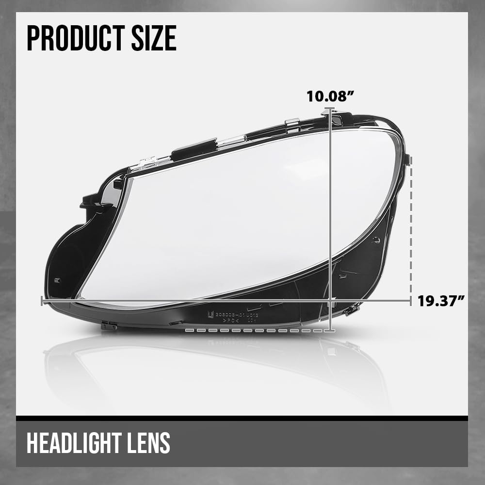 G-PLUS Headlight Lens Cover Compatible with Benz E-Class W213 E200L E300L E320L 2016-2023 2138202261C1, 2138202261, A2138202261, 1EG012076061 Left & Right Pair Front Headlamp Lens Cover Clear