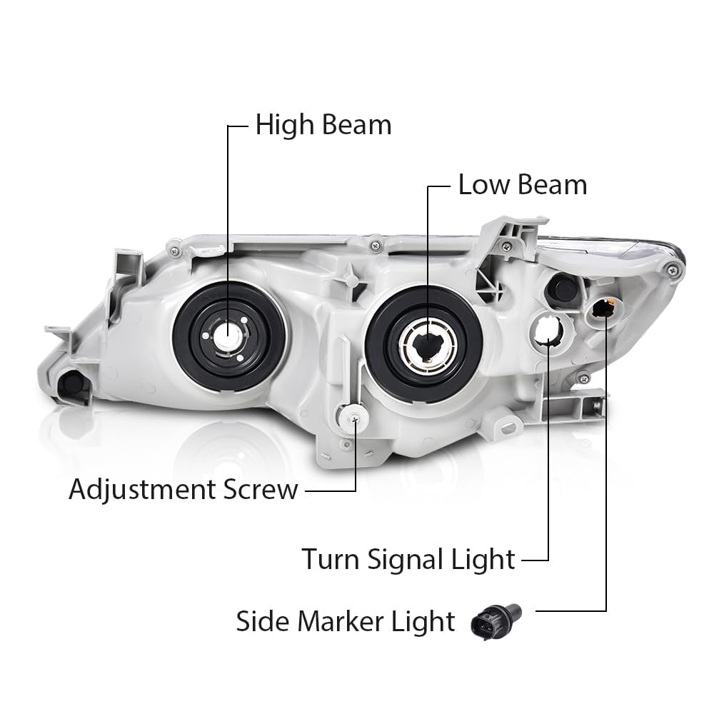 G-PLUS Headlights Assembly Compatible with Toyota Camry L/Le/Xle 2012-2014 Headlamps Pair Halogen Clear Lens Chrome Housing Amber Reflector,faros delanteros