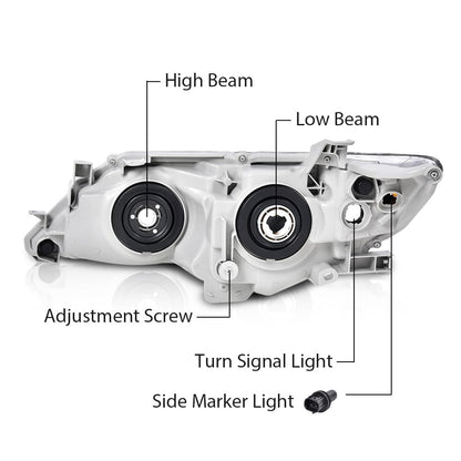 G-PLUS Headlights Assembly Compatible with Toyota Camry L/Le/Xle 2012-2014 Headlamps Pair Halogen Clear Lens Chrome Housing Amber Reflector,faros delanteros