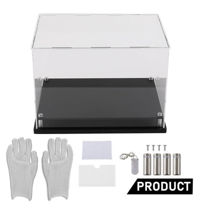 G-PLUS Boxing Glove Display Case Fit for Full Size Boxing Glove,Baseball Glove Display Case Holder Showcase Clear Case Black Base Riser Stand
