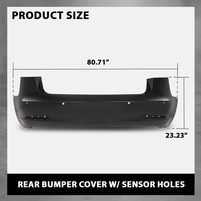 G-PLUS Rear Bumper Cover Compatible with Tesla Model 3 2017 2018 2019 2020 2021 2022 w/Sensor Holes, 1108905S0A, TA1100100, Black