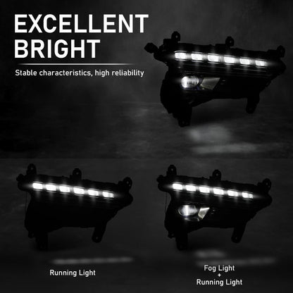 G-PLUS Front LED Fog Lights Left Right Side Pair Compatible with Hyundai Santa Fe Sport 2017-2018 922014Z510, 922024Z510