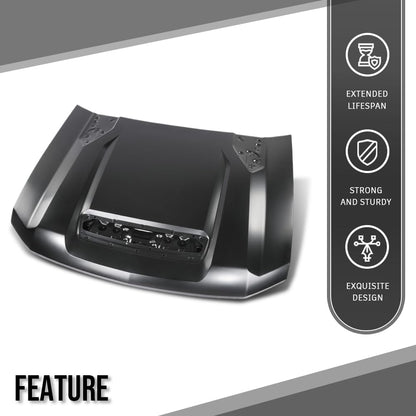 G-PLUS Front Hood Panel 1 Pc Iron Compatible with Chevy Silverado 2500HD 3500HD 2020 2021 2022 2023 2024 2025 GM1230488, 84830121 Black