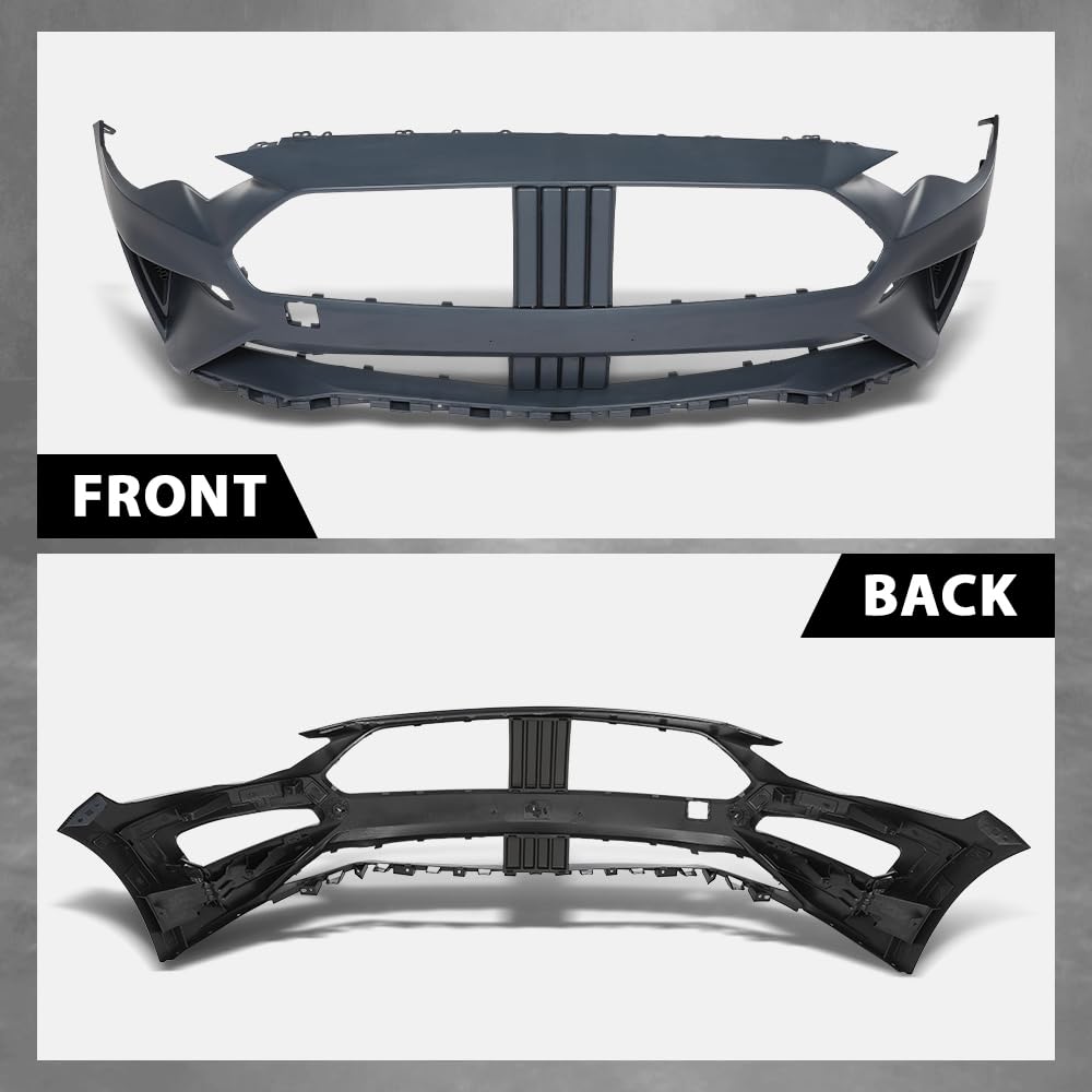 G-PLUS Front Bumper Cover Fascia Compatible with Ford Mustang 2018 2019, JR3Z17D957DAPTM, FO1000746, Primed Black
