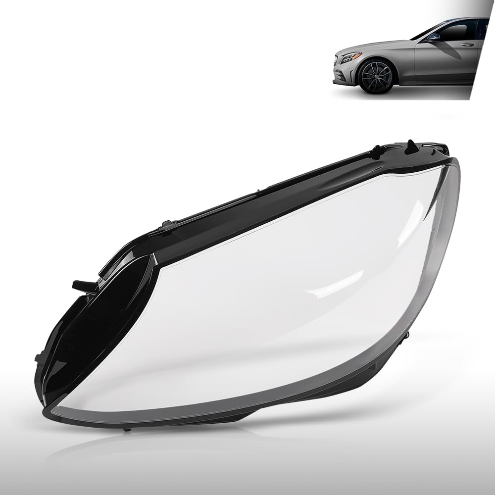 G-PLUS Headlight Lens Cover Compatible with Benz C-Class W205 C43 AMG 2019 2020 Left Side Front Headlamp Lens Cover Clear