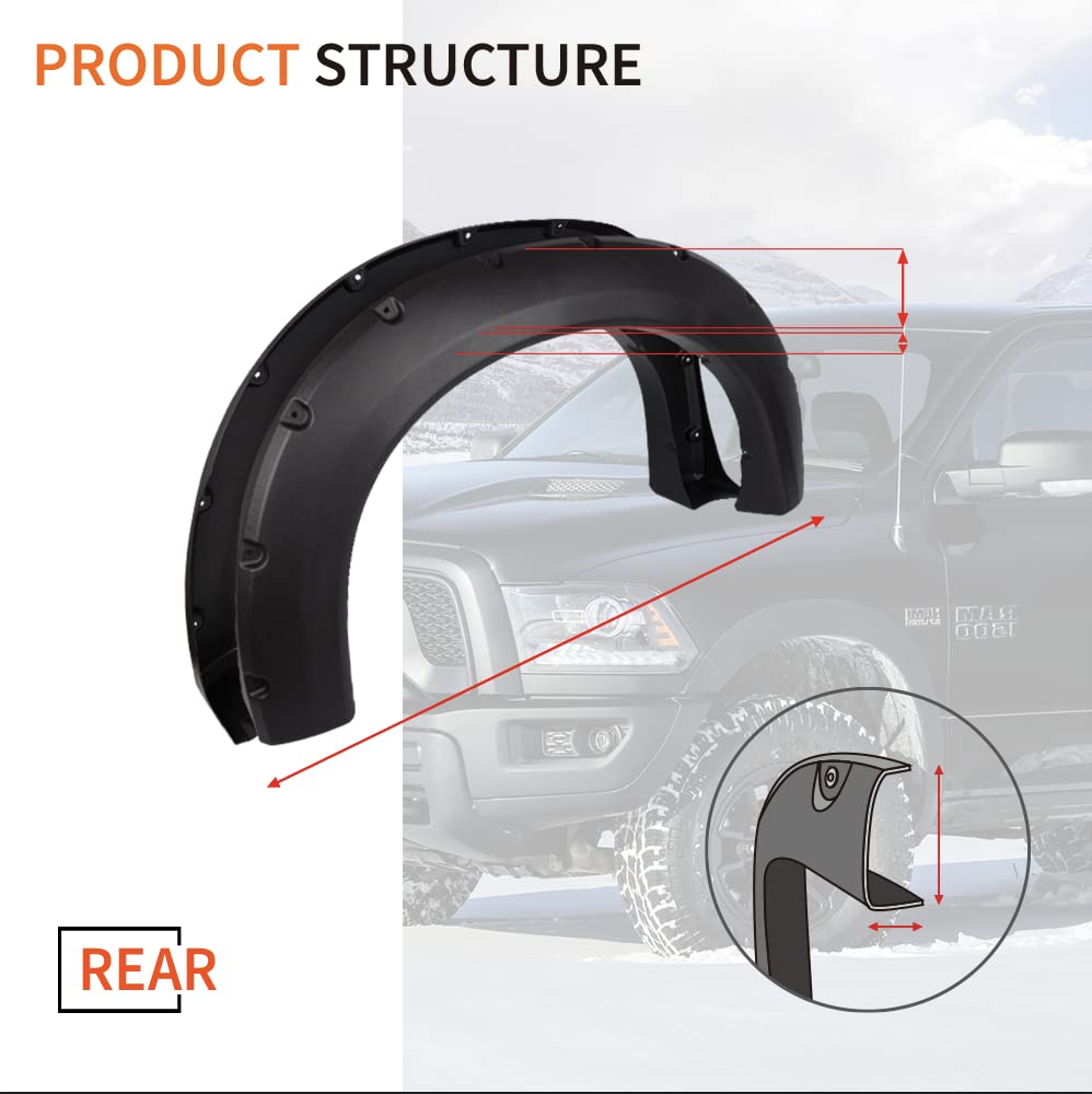 G-PLUS Fender Flares Kit Compatible with 1999-2007 Ford F250 F350 Super Duty (Not Fit Dually Models) Wheel Protector Cover Textured Pocket Rivet Style 4pcs