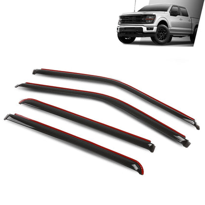 G-PLUS in-Channel Window Visors 4Pcs Compatible with Ford F150 Supercrew 2015-2025 & F150 Raptor SuperCrew 2017-2025 Rain Guards Side Wind Deflector with Tape Glossy Black