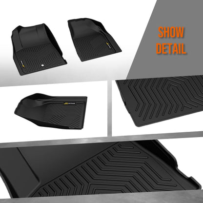 G-PLUS Floor Mats Compatible with Chevy Travers/Buick Enclave/GMC Acadia 2009-2017, Fit Vehicles with Bucket Seats On 2nd Row Only, All Weather Protection TPE Custom Fit Floor Liners Accessories Black