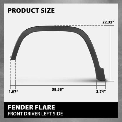 G-PLUS Front Left Fender Flares Compatible with Jeep Cherokee 80th Anniversary 2021 Fit Jeep Cherokee Altitude 2019-2023 Fit Jeep Cherokee Latitude Lux 2021-2022 Wheel Opening Molding Arch Trim Black